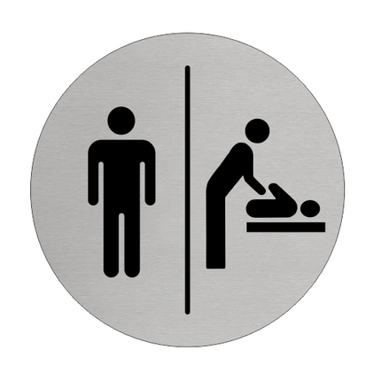 Plaque de porte homme et change bébé - aluminium - Ø75 mm