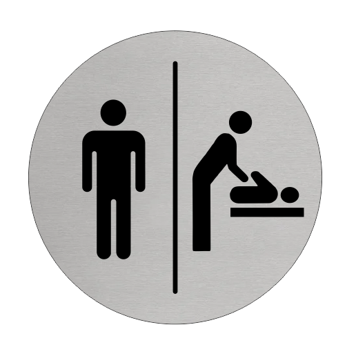 Plaque de porte homme et change bébé - aluminium - Ø75 mm