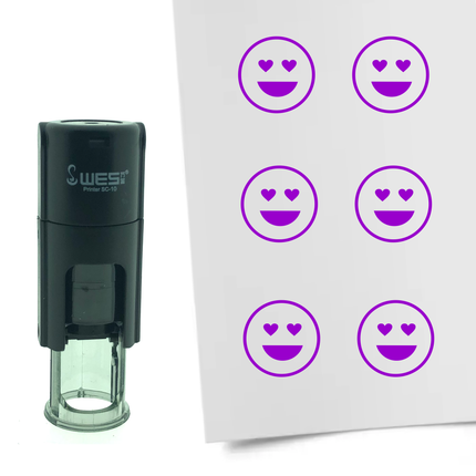 Tampon encreur smiley amoureux - Ø10 mm