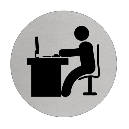 Plaque de porte bureau - aluminium - Ø75 mm