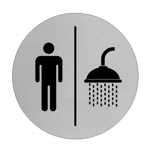 Plaque de porte douches pour hommes - aluminium - Ø75 mm