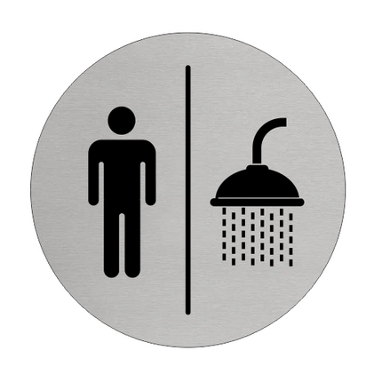 Plaque de porte douches pour hommes - aluminium - Ø75 mm