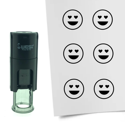 Tampon encreur smiley amoureux - Ø10 mm