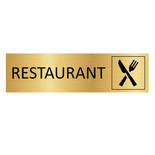 Plaque de porte Restaurant -  aluminium doré - 165 x 45 mm