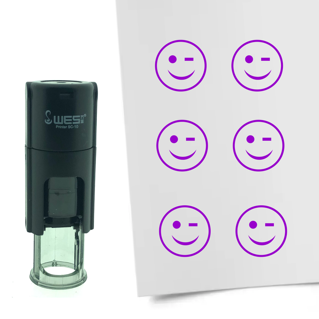 Tampon encreur smiley clin d'œil - Ø10 mm