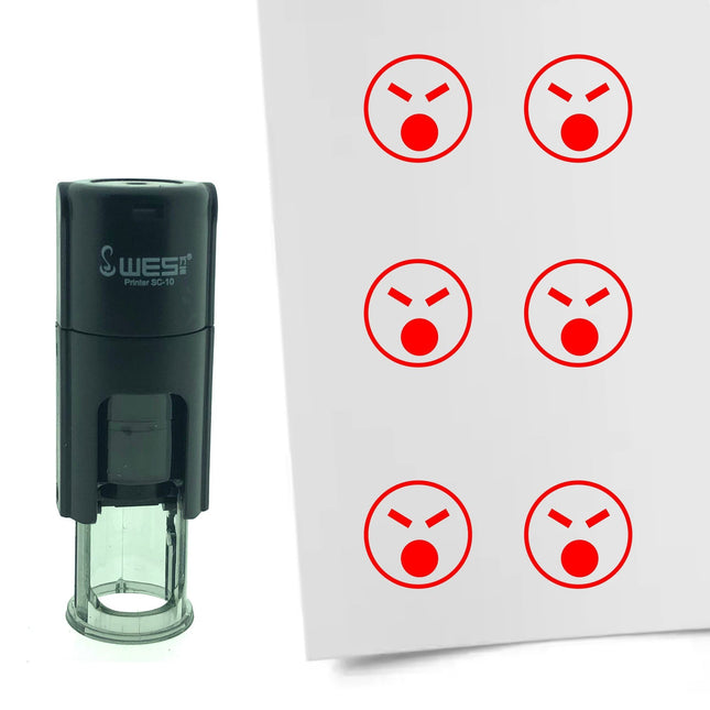 Tampon encreur smiley en colère - Ø10 mm
