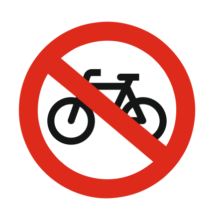 Plaque de porte interdiction pour vélos - aluminium - Ø75 mm