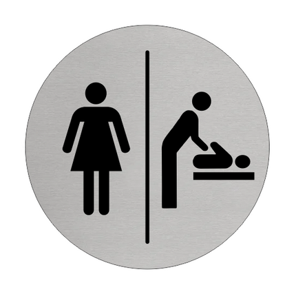 Plaque de porte femme et change bébé - aluminium - Ø75 mm