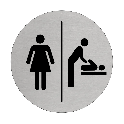 Plaque de porte femme et change bébé - aluminium - Ø75 mm