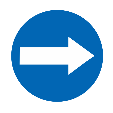 Plaque de porte sens obligatoire - aluminium - Ø75 mm