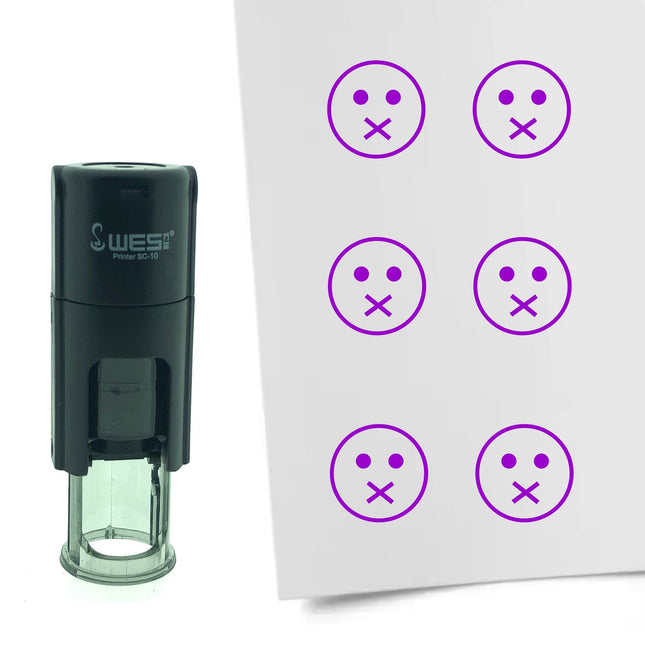 Tampon encreur smiley bouche fermée - Ø10 mm