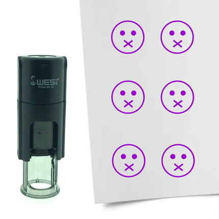 Tampon encreur smiley bouche fermée - Ø10 mm