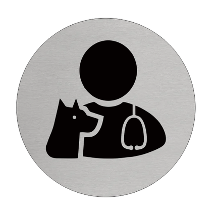 Plaque de porte vétérinaire - aluminium - Ø75 mm