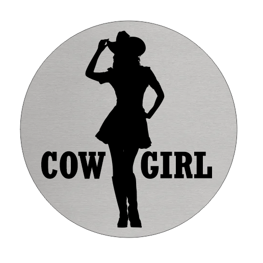 Plaque de porte de toilettes femmes cowgirl - aluminium - Ø75 mm