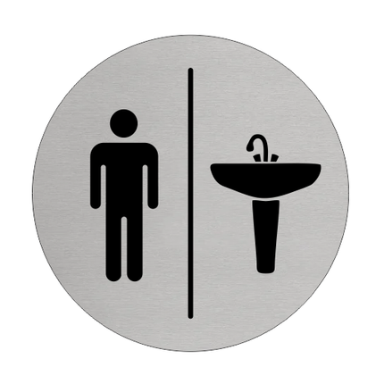 Plaque de porte sanitaires hommes - aluminium - Ø75 mm
