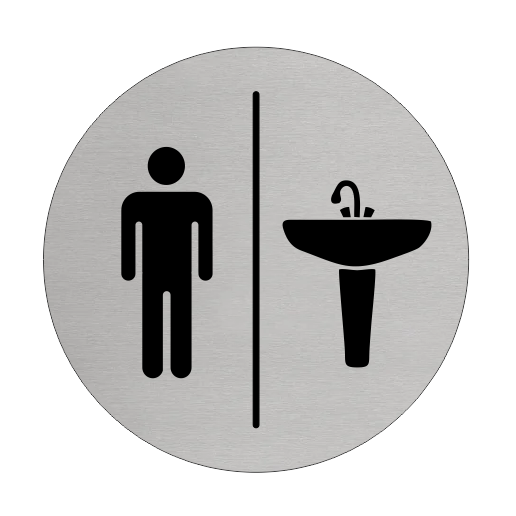 Plaque de porte sanitaires hommes - aluminium - Ø75 mm