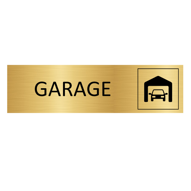 Plaque de porte Garage -  aluminium doré - 165 x 45 mm