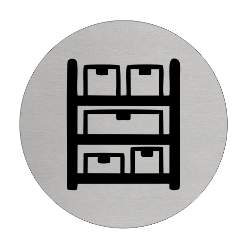 Plaque de porte local de rangement - aluminium - Ø75 mm