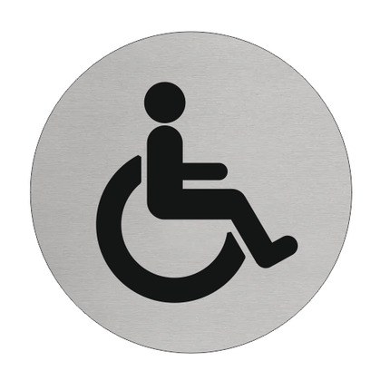 Plaque de porte de toilettes handicapées - aluminium - Ø75 mm