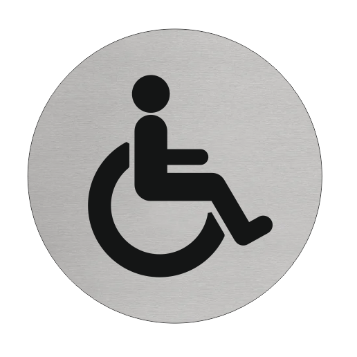 Plaque de porte de toilettes handicapées - aluminium - Ø75 mm