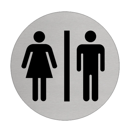Plaque de porte de toilettes hommes et femmes - aluminium - Ø75 mm