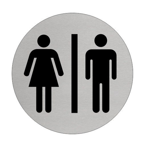 Plaque de porte de toilettes hommes et femmes - aluminium - Ø75 mm