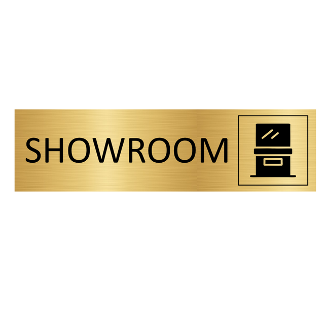 Plaque de porte Showroom -  aluminium doré - 165 x 45 mm