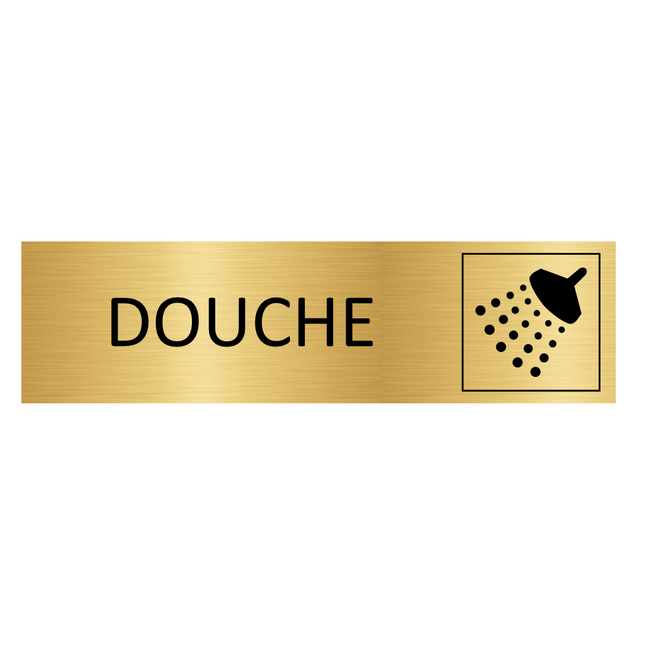 Plaque de porte Douche -  aluminium doré - 165 x 45 mm