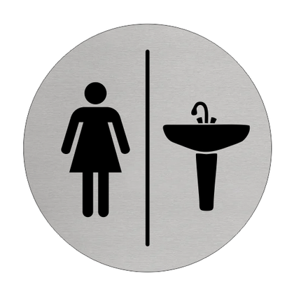 Plaque de porte femme et lavabo - aluminium - Ø75 mm