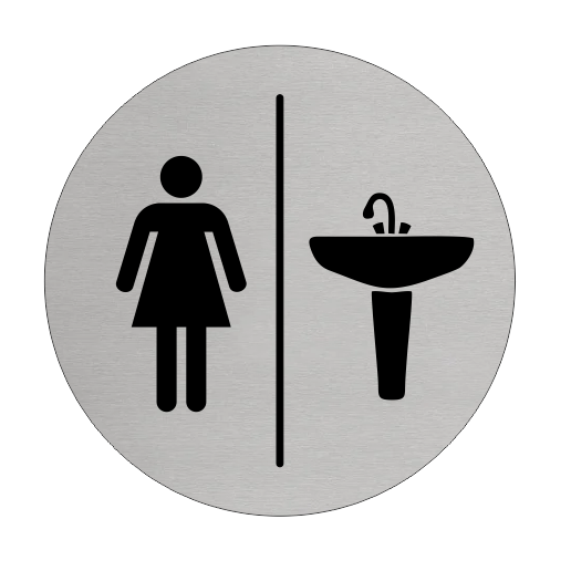 Plaque de porte femme et lavabo - aluminium - Ø75 mm