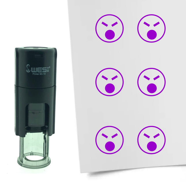 Tampon encreur smiley en colère - Ø10 mm