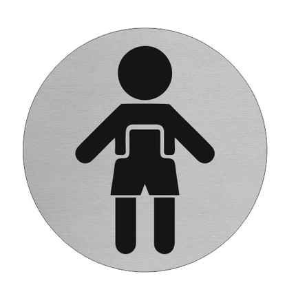 Plaque de porte de toilettes garçon ou homme - aluminium - Ø75 mm