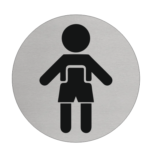 Plaque de porte de toilettes garçon ou homme - aluminium - Ø75 mm