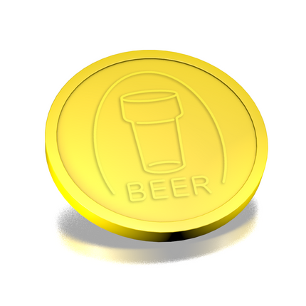 Jetons pour buvette verre de bière en relief - Ø29 mm - 250 pièces