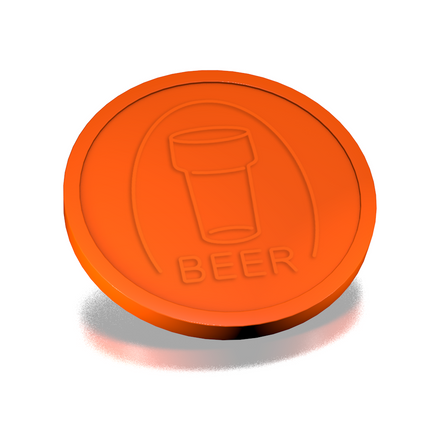 Jetons pour buvette verre de bière en relief - Ø29 mm - 250 pièces