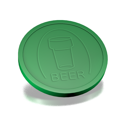 Jetons pour buvette verre de bière en relief - Ø29 mm - 250 pièces