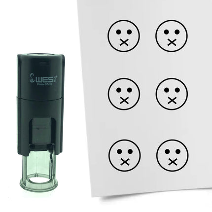 Tampon encreur smiley bouche fermée - Ø10 mm