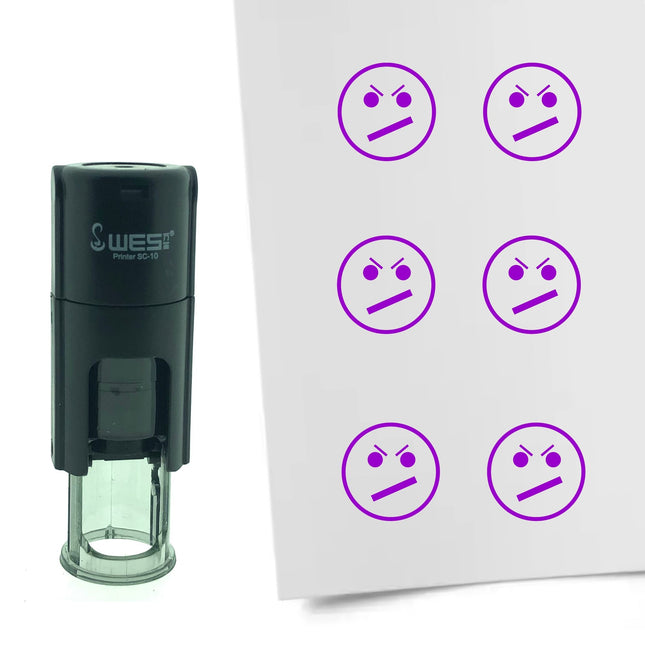 Tampon encreur smiley mécontent - Ø10 mm