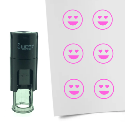 Tampon encreur smiley amoureux - Ø10 mm