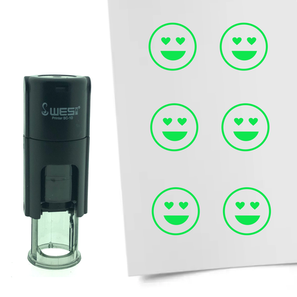 Tampon encreur smiley amoureux - Ø10 mm