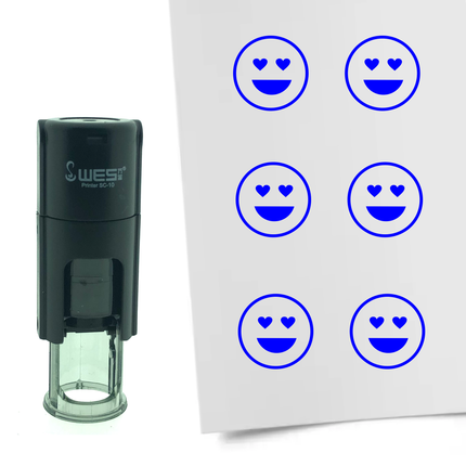 Tampon encreur smiley amoureux - Ø10 mm