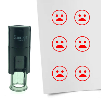 Tampon encreur smiley étonné - Ø10 mm