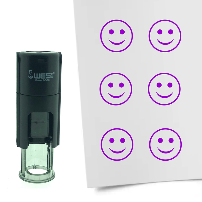 Tampon encreur smiley heureux - Ø10 mm