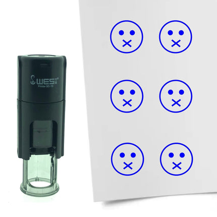 Tampon encreur smiley bouche fermée - Ø10 mm