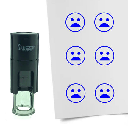 Tampon encreur smiley étonné - Ø10 mm