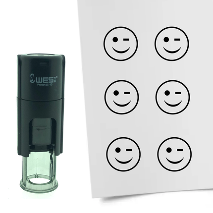 Tampon encreur smiley clin d'œil - Ø10 mm