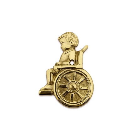 Plaque de porte garçonnet en fauteuil roulant - en laiton