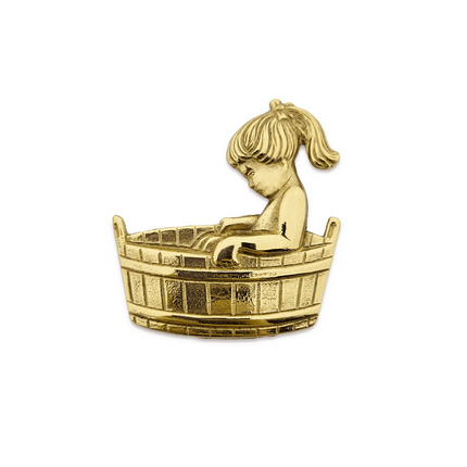 Plaque de porte fillette dans une baignoire - en laiton