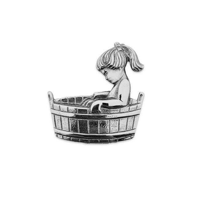 Plaque de porte fillette dans une baignoire - en laiton