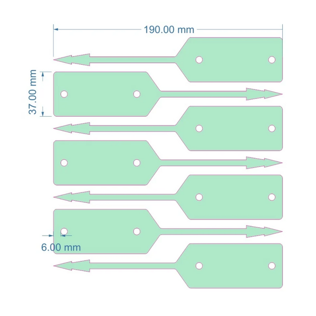 Étiquettes vertes pour garage et atelier - 190 x 37 mm - 500 pièces